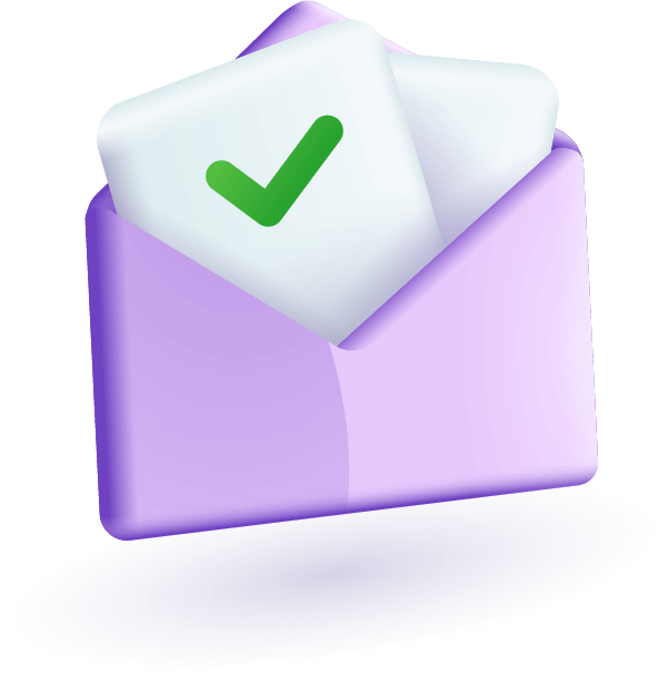 Illustration violette 3D d'une enveloppe symbolisant une boîte mail